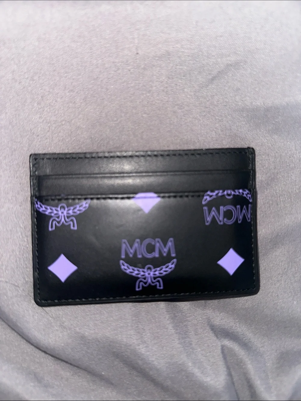 MCM LIMITED EDITION Black and Lavender Leather Pup Card Holder